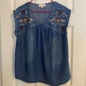 Knox Rose embroidered chambray shirt, Women's L